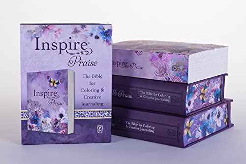 Tyndale NLT Inspire PRAISE Bible (LeatherLike, Purple Garden): Coloring Bible–Over 500 Illustrations to Color and Creative Journaling Bible Space, Religious Gifts That Inspire Connection with God