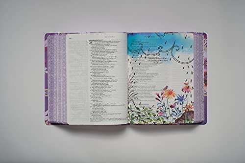 Tyndale NLT Inspire PRAISE Bible (LeatherLike, Purple Garden): Coloring Bible–Over 500 Illustrations to Color and Creative Journaling Bible Space, Religious Gifts That Inspire Connection with God