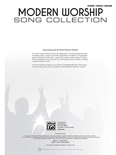 Modern Worship Song Collection: Piano/Vocal/Guitar