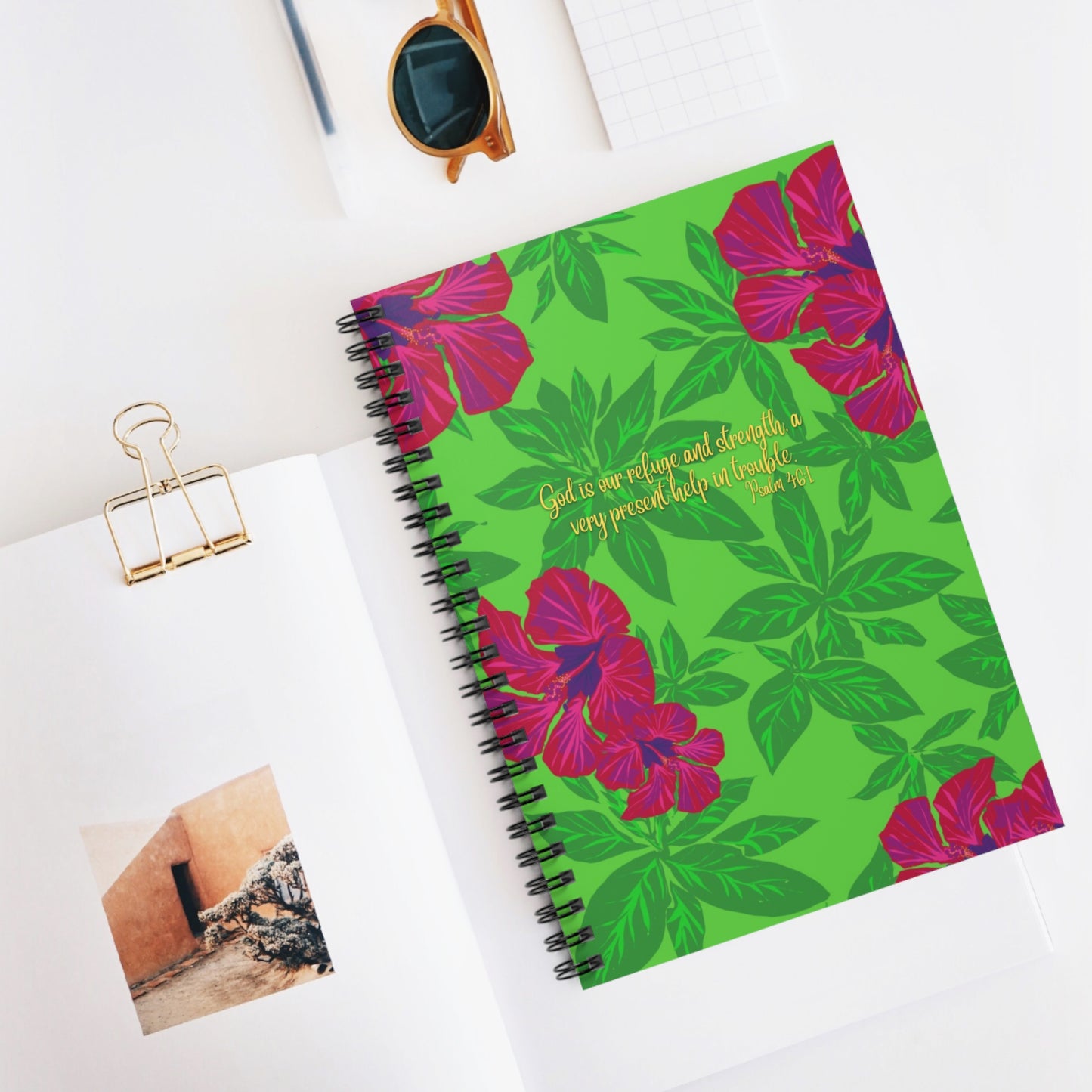 Hibiscus Psalm 46:1, CTracyLouie Spiral Notebook