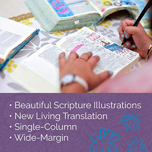 Tyndale NLT Inspire PRAISE Bible (LeatherLike, Purple Garden): Coloring Bible–Over 500 Illustrations to Color and Creative Journaling Bible Space, Religious Gifts That Inspire Connection with God