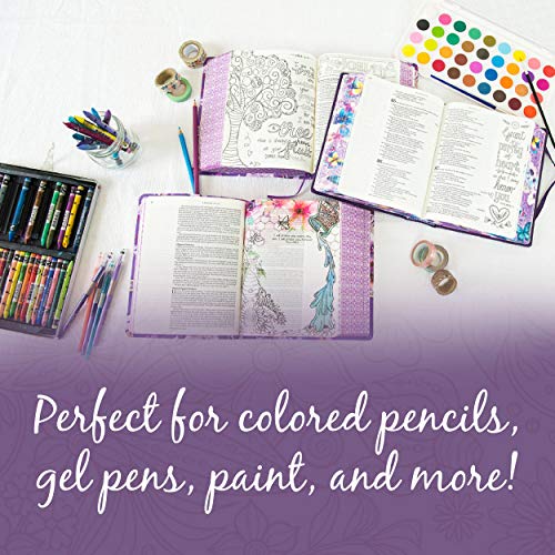 Tyndale NLT Inspire PRAISE Bible (LeatherLike, Purple Garden): Coloring Bible–Over 500 Illustrations to Color and Creative Journaling Bible Space, Religious Gifts That Inspire Connection with God