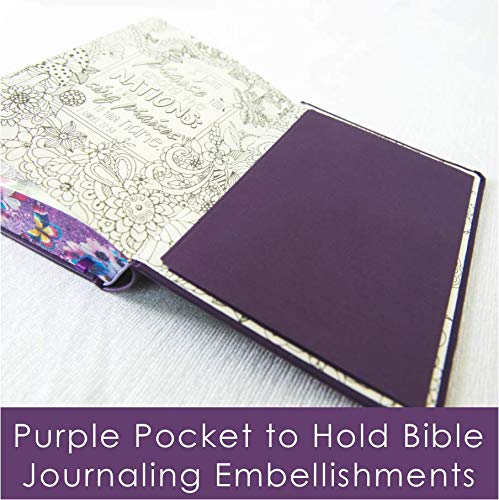 Tyndale NLT Inspire PRAISE Bible (LeatherLike, Purple Garden): Coloring Bible–Over 500 Illustrations to Color and Creative Journaling Bible Space, Religious Gifts That Inspire Connection with God