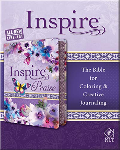 Tyndale NLT Inspire PRAISE Bible (LeatherLike, Purple Garden): Coloring Bible–Over 500 Illustrations to Color and Creative Journaling Bible Space, Religious Gifts That Inspire Connection with God