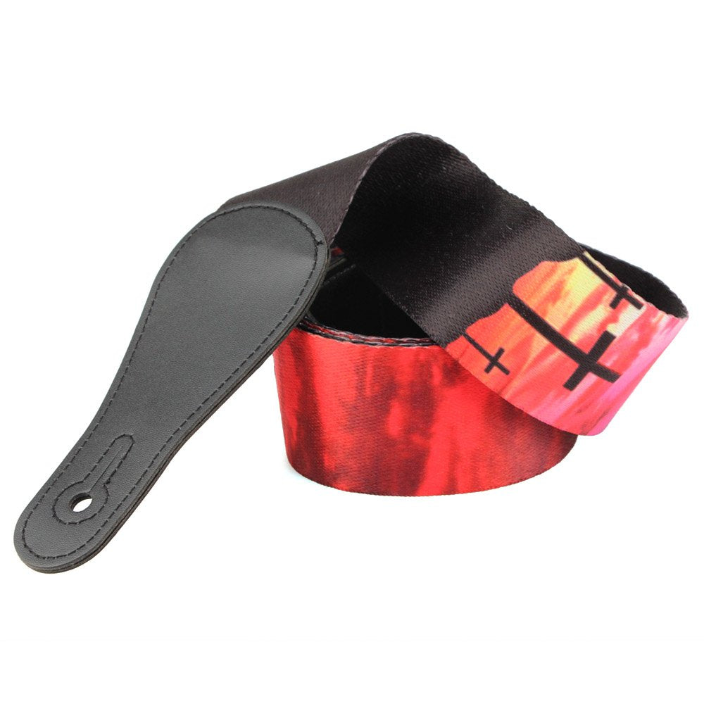 Guitar Strap for Acoustic - Vintage Strap for Classical and Electric Guitars Adjustable Soft Polyester Cotton Strap with Free Guitar Picks (Sunset)