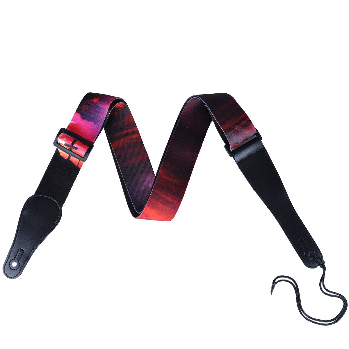 Guitar Strap for Acoustic - Vintage Strap for Classical and Electric Guitars Adjustable Soft Polyester Cotton Strap with Free Guitar Picks (Sunset)