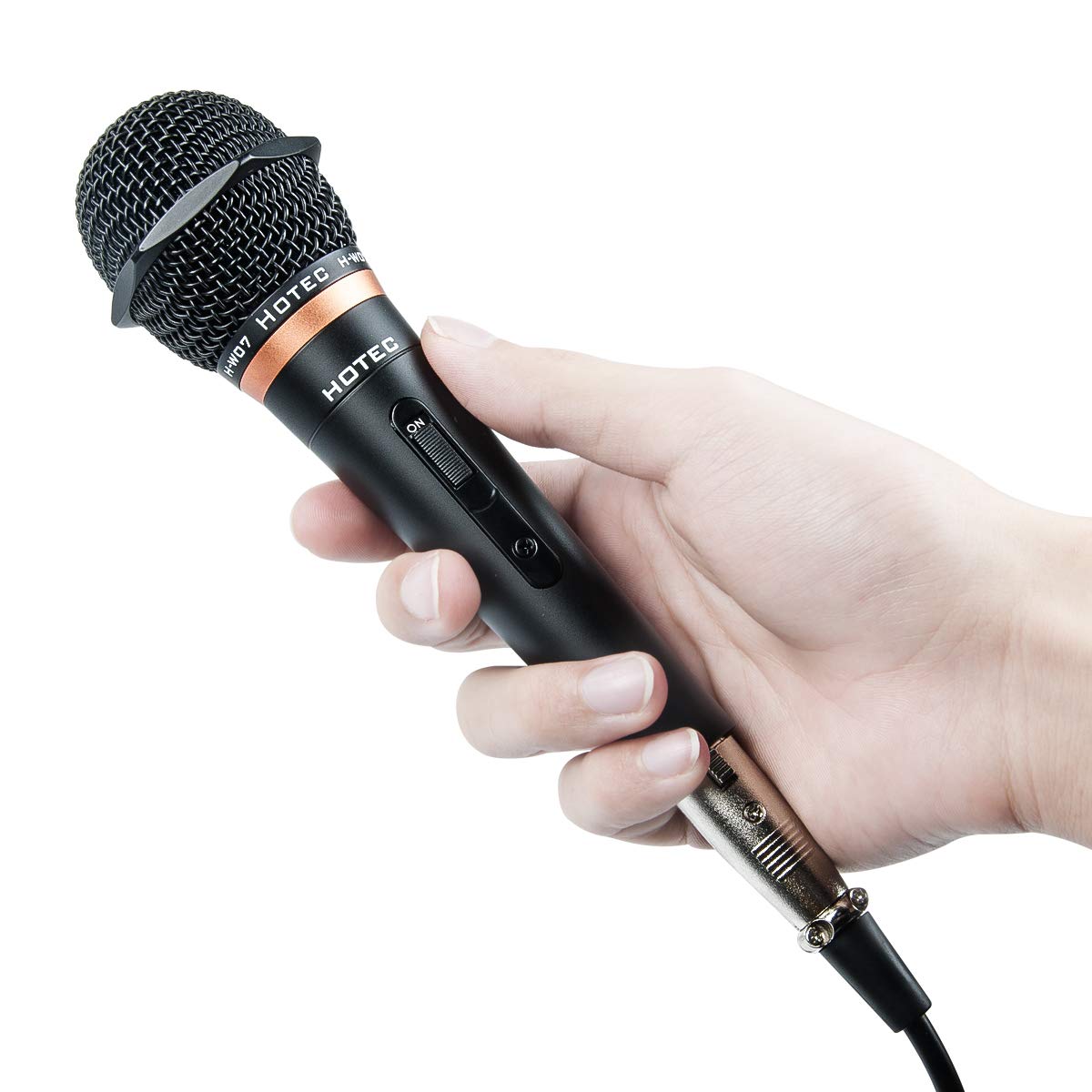 HOTEC Premium Vocal Dynamic Handheld Microphone with 19ft Detachable XLR Cable and ON/Off Switch (Metal Black) (H-W07)