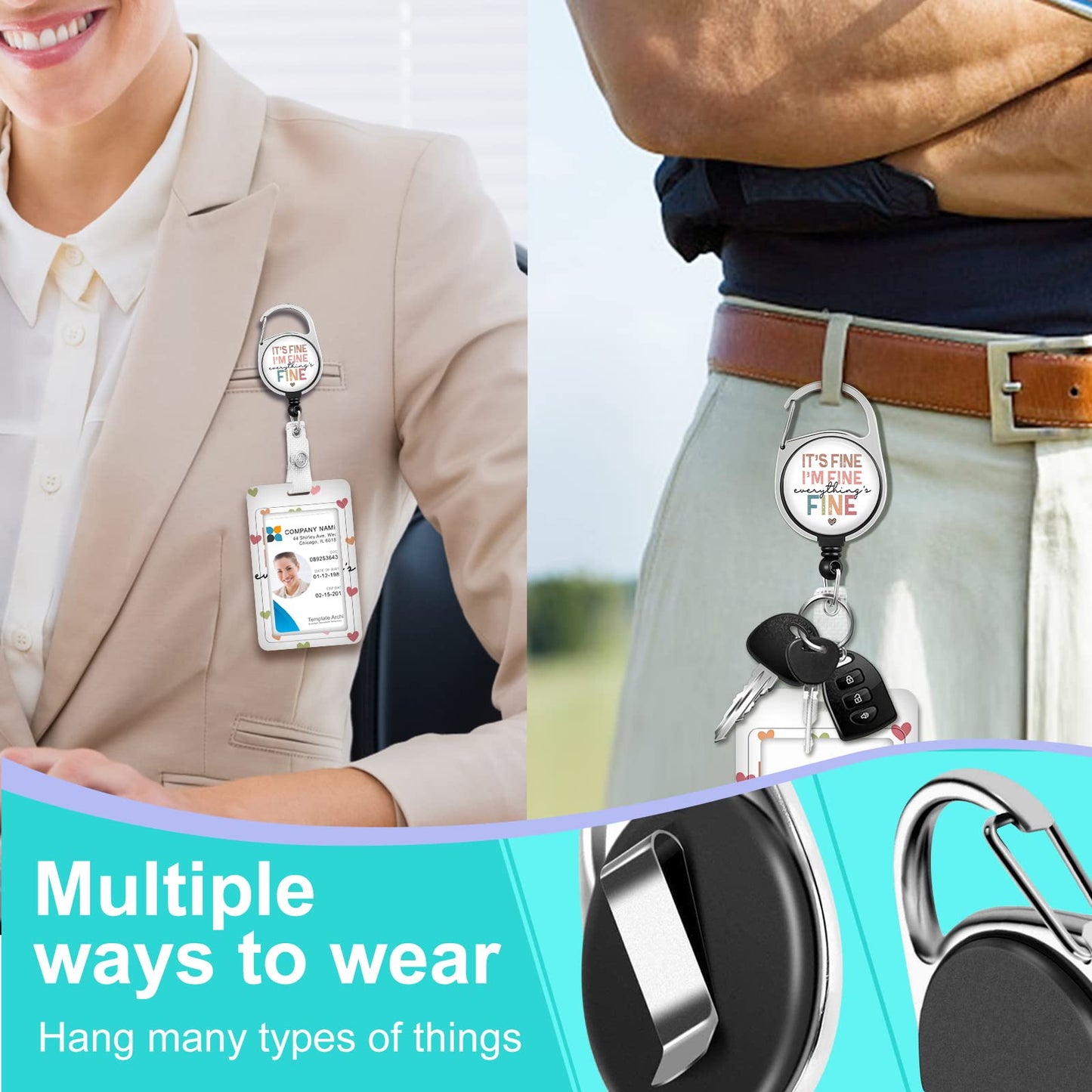 Plifal ID Badge Holder with Lanyard and Retractable Badge Reel Belt Clip, Unique Christian Key Keychain Lanyards Clip On Badge Extender Vertical ID Sleeve for Women Men