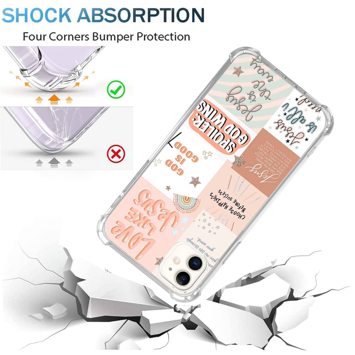 Boho Jesus Collage Phone Case Compatible with iPhone 11, Christian Quote Collage Case for Girl Women Men, Unique Soft TPU Bumper Cover Case for iPhone 11