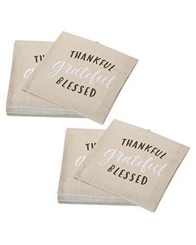 American Greetings 50-Count 6.5 in. x 6.5 in. Lunch Napkins, Grateful Thanksgiving Party Supplies