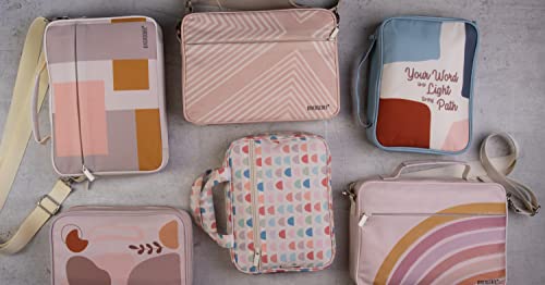 DIVERSEBEE Large Bible Cover with Handles and Shoulder Strap, Bible Carrying Case for Women, Bible Tote Bag, Church Bible Book Cover, Bible Accessories, Christian Gift (Rainbow)