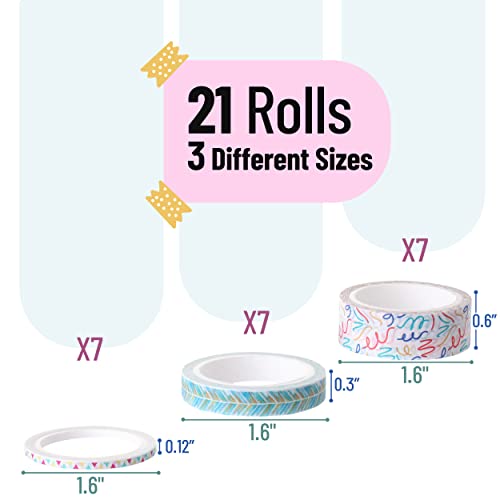 Mr. Pen- Washi Tape Set, 21 Rolls, Decorative Cute Floral Washi Tape for Bible Journaling, Bullet Journal Supplies