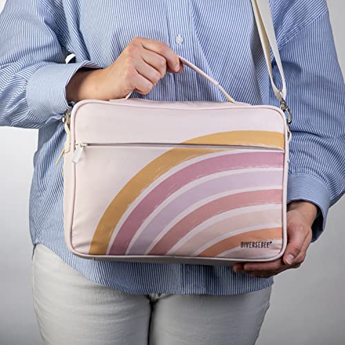 DIVERSEBEE Large Bible Cover with Handles and Shoulder Strap, Bible Carrying Case for Women, Bible Tote Bag, Church Bible Book Cover, Bible Accessories, Christian Gift (Rainbow)