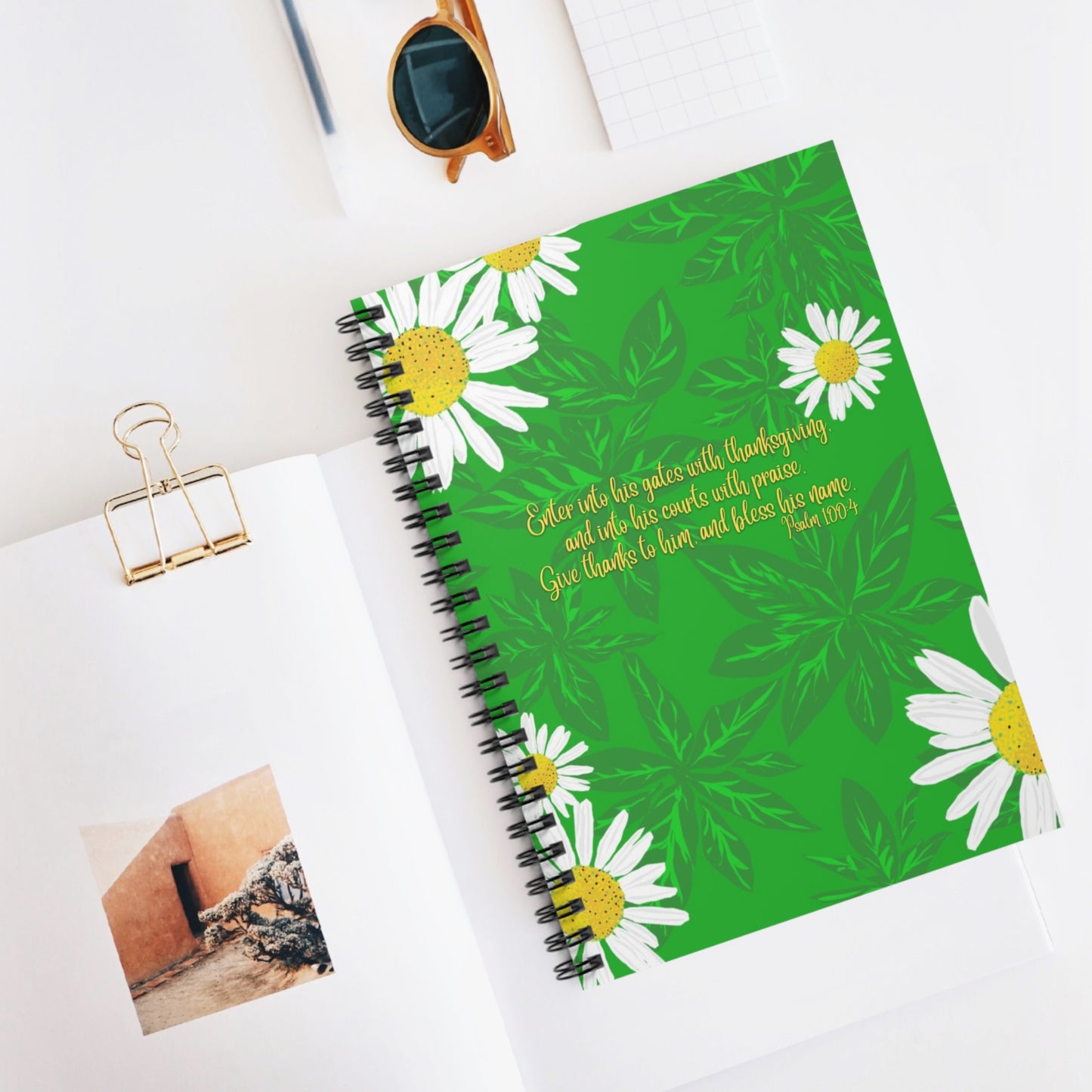 Daisy Psalm 100:4, CTracyLouie Spiral Notebook