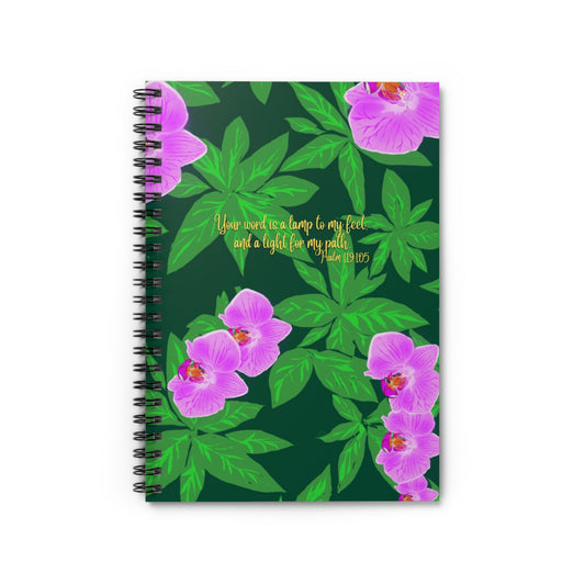 Orchid Psalm 119:105, CTracyLouie Spiral Notebook