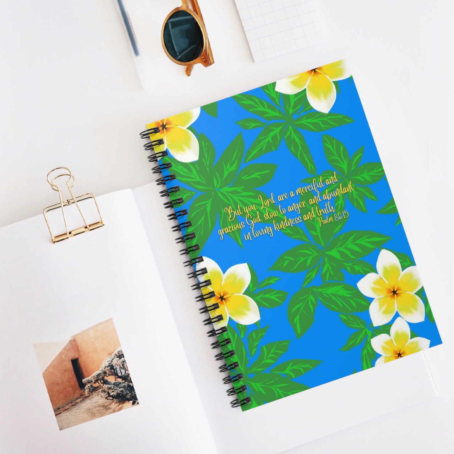 Plumeria Psalm 86:15, CTracyLouie Spiral Notebook