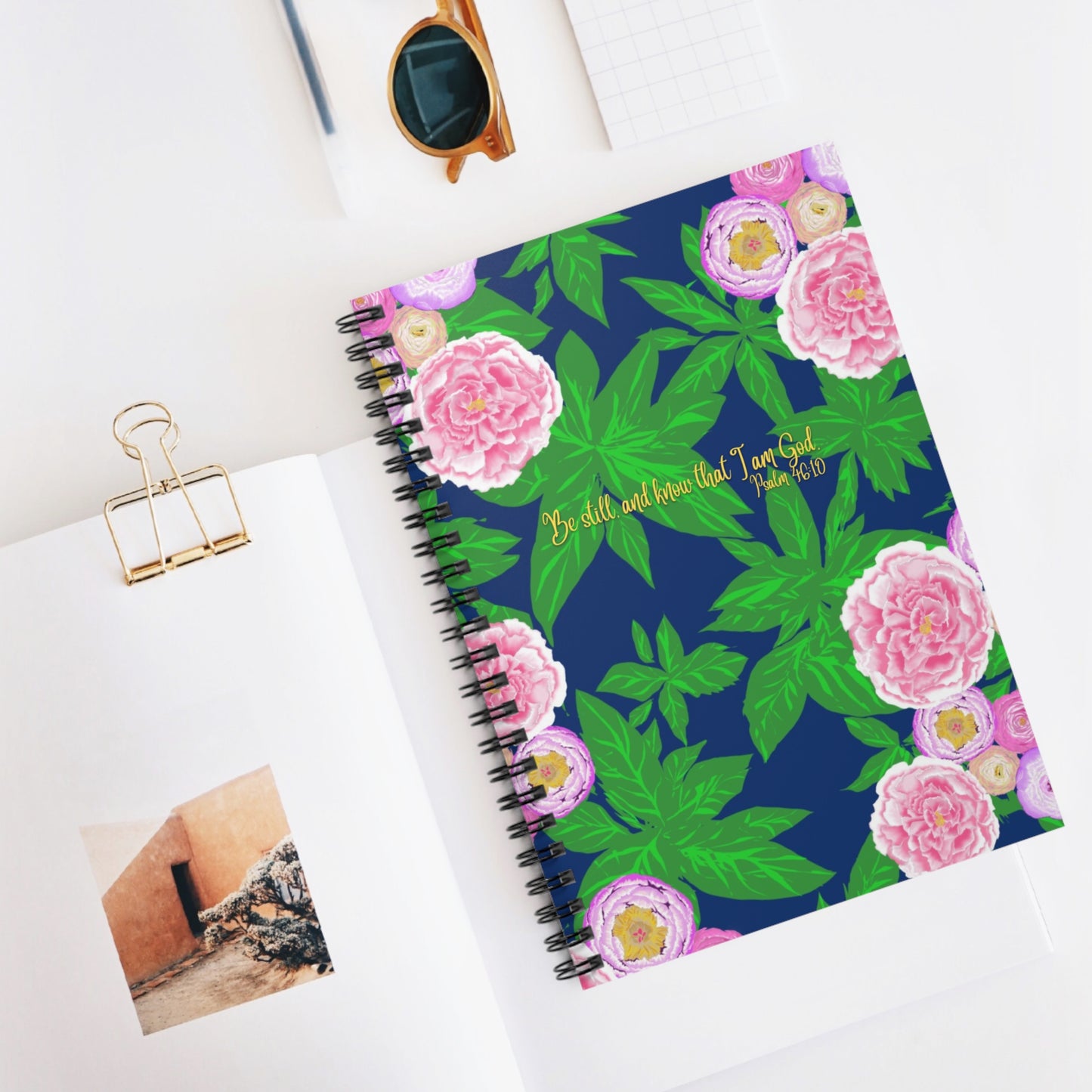 Peony Psalm 46:10, CTracyLouie Spiral Notebook