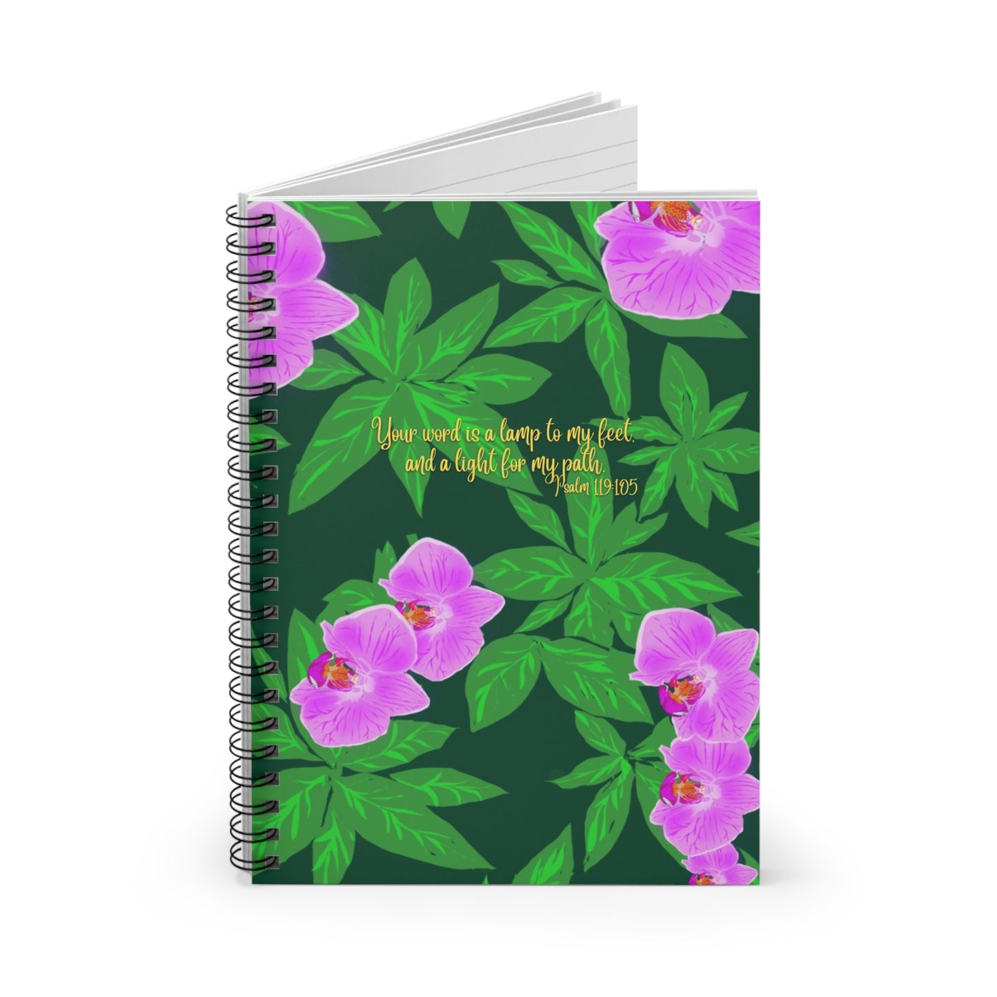 Orchid Psalm 119:105, CTracyLouie Spiral Notebook