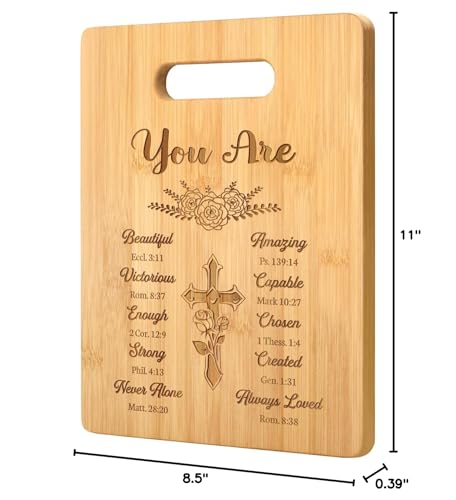 Pandasch Christian Gifts for Women, Unique Religious Gift for Women, Best Birthday Gift for Women Sister, Christian Christmas Gifts - Unique Engraved Bamboo Cutting Board with Inspirational Quotes