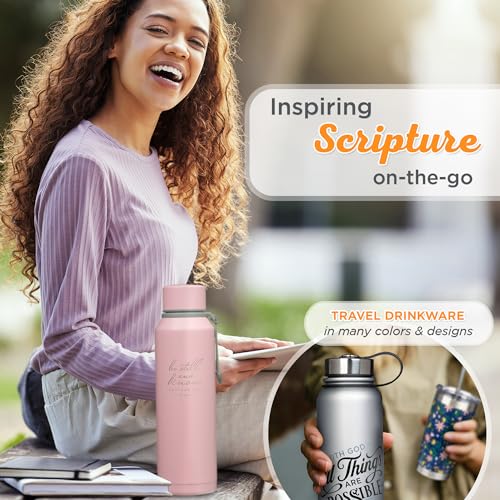 Christian Art Gifts Insulated Stainless Steel Double Wall Vacuum Sealed Water Bottle for Women: Be Still & Know - Psalm 46:10 Inspirational Bible Verse for Hot/Cold Liquids All Day, Pink, 24 fl. oz.
