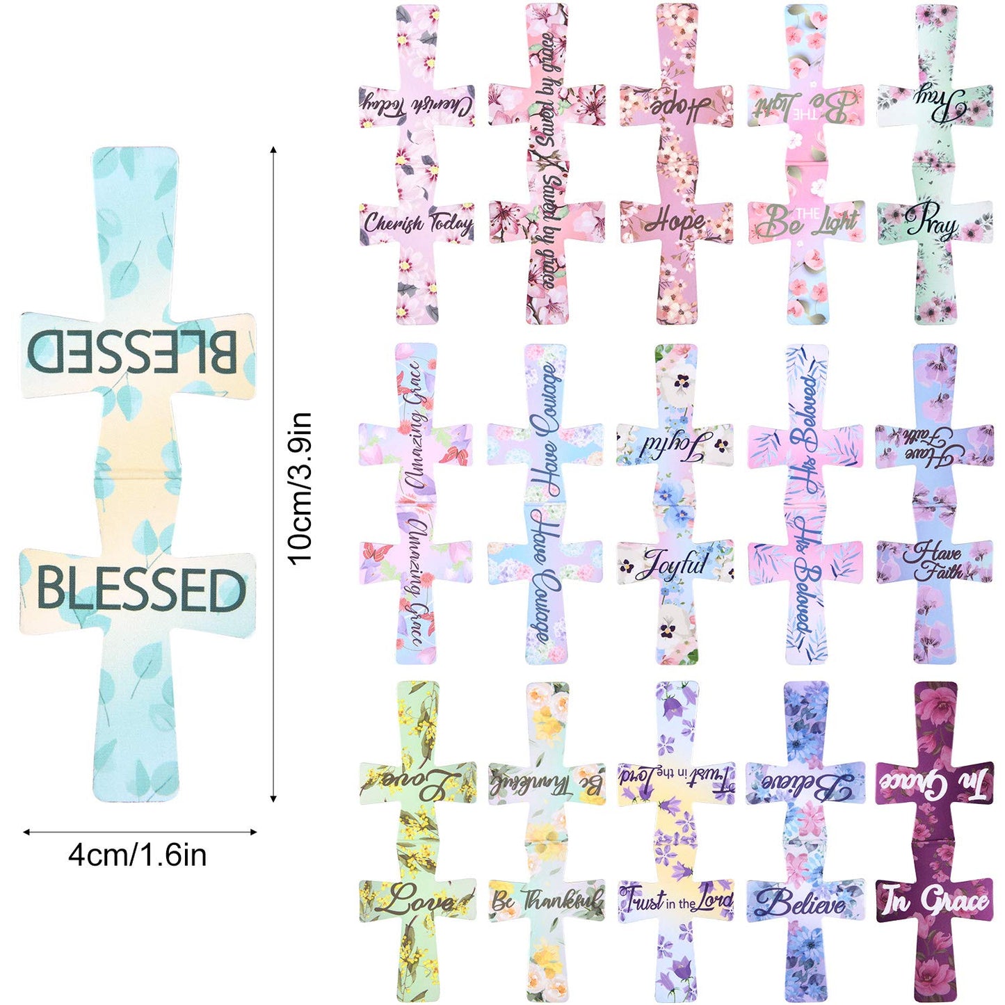 Outus 48 Pieces Magnetic Bookmarks Christian Floral Religious Cross Bookmark for Women Bible Magnetic Page Clips Cute Flower Religious Scripture Bible Verse Marks for Student Office Book 16 Styles