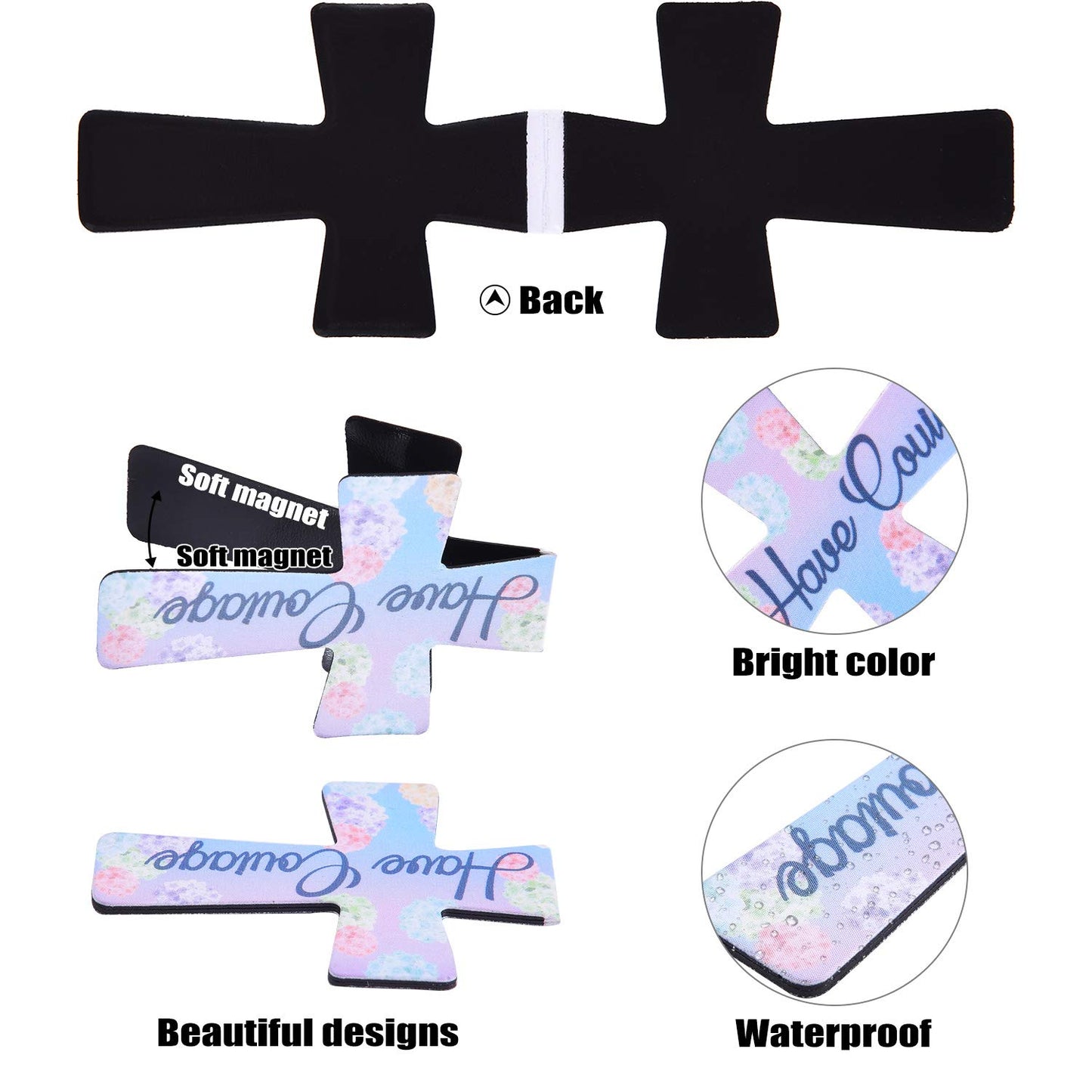 Outus 48 Pieces Magnetic Bookmarks Christian Floral Religious Cross Bookmark for Women Bible Magnetic Page Clips Cute Flower Religious Scripture Bible Verse Marks for Student Office Book 16 Styles