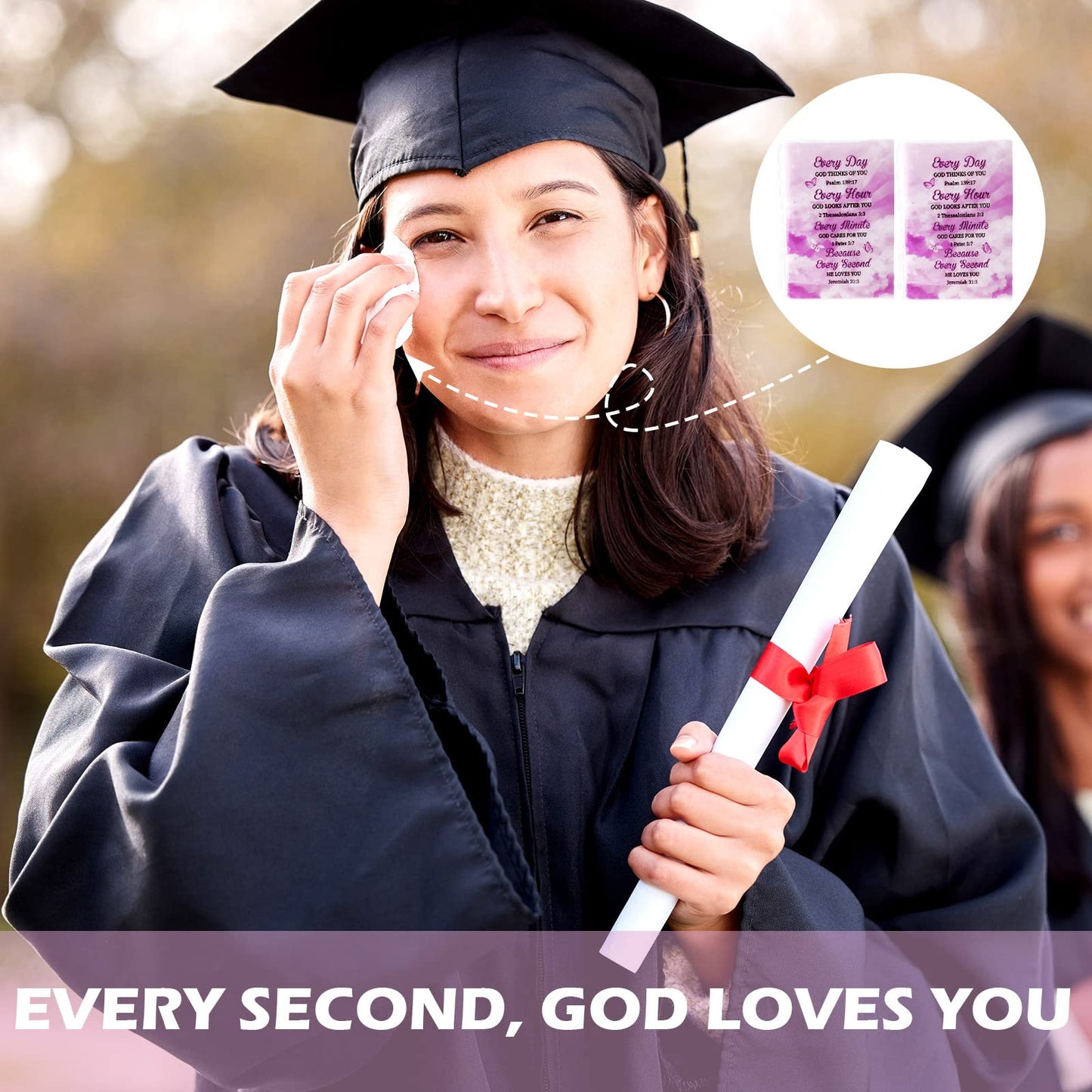 60 Pack Christian Facial Tissues Pocket Size Facial Tissues with Bible Verse Wallet Tissues Travel Tissues Pocket Tissues Travel Size 3 ply Individual Tissue Packs for Wedding Graduation Ceremony