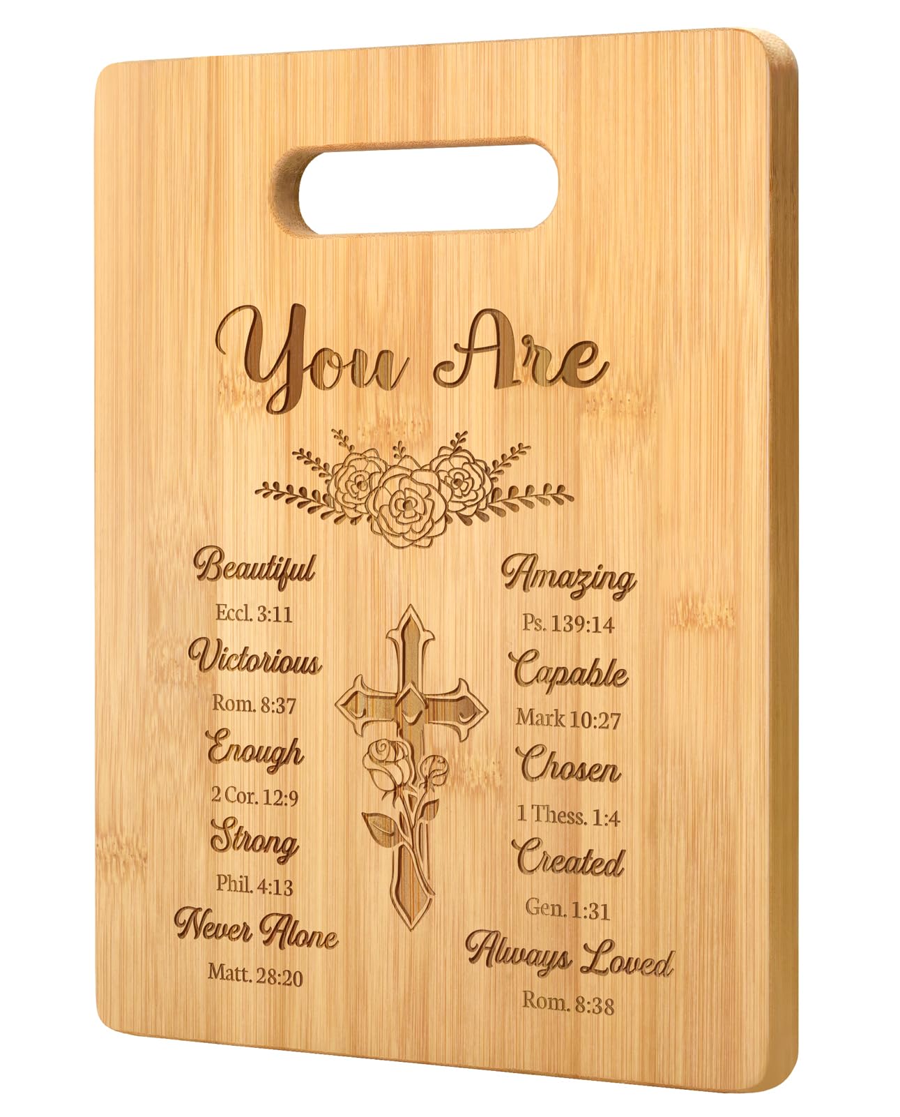Pandasch Christian Gifts for Women, Unique Religious Gift for Women, Best Birthday Gift for Women Sister, Christian Christmas Gifts - Unique Engraved Bamboo Cutting Board with Inspirational Quotes