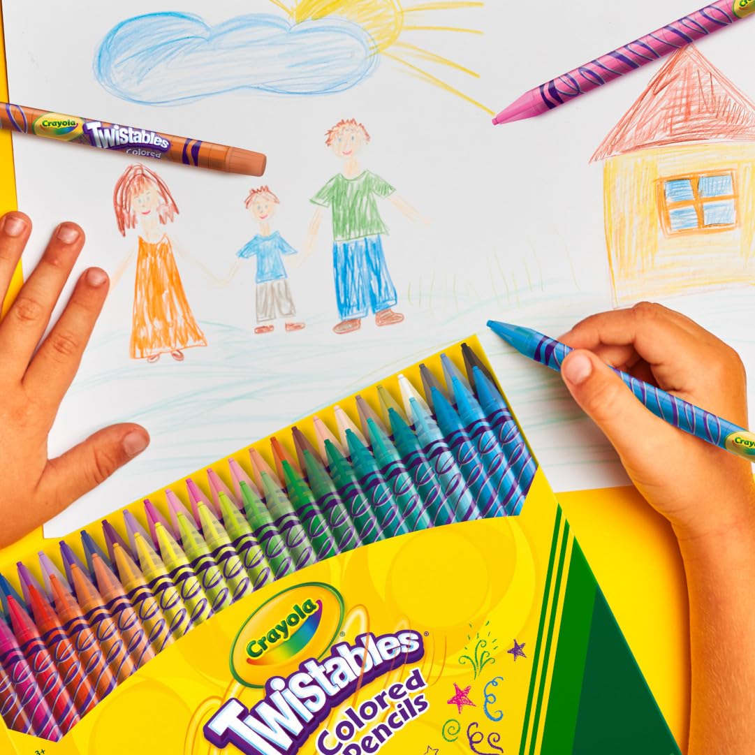 Crayola Twistables Colored Pencil Set (50ct), No Sharpen Colored Pencils For Kids, Coloring Book Pencils, Stocking Stuffers for Kids, Holiday Gift, 4+