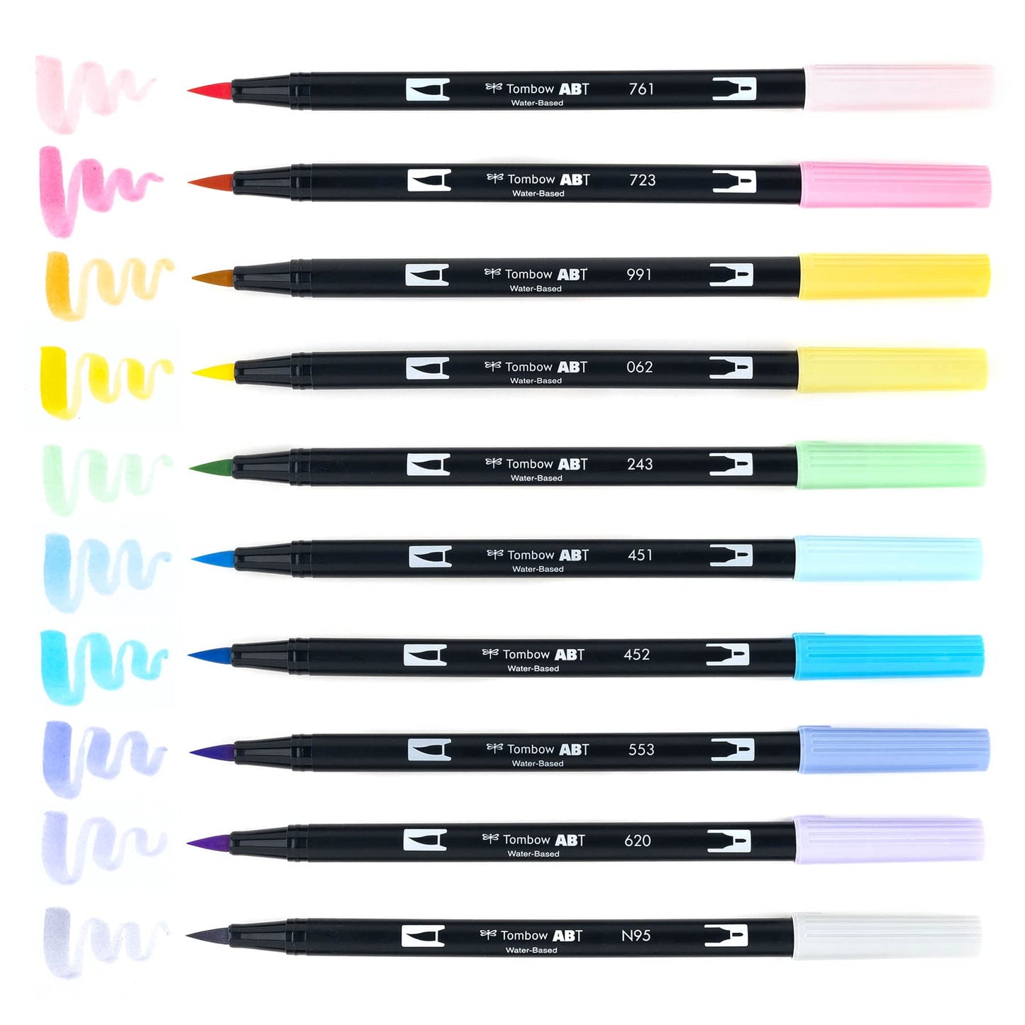 Tombow 56187 Dual Brush Pen Art Markers, Pastel, 10-Pack. Blendable, Brush and Fine Tip Markers