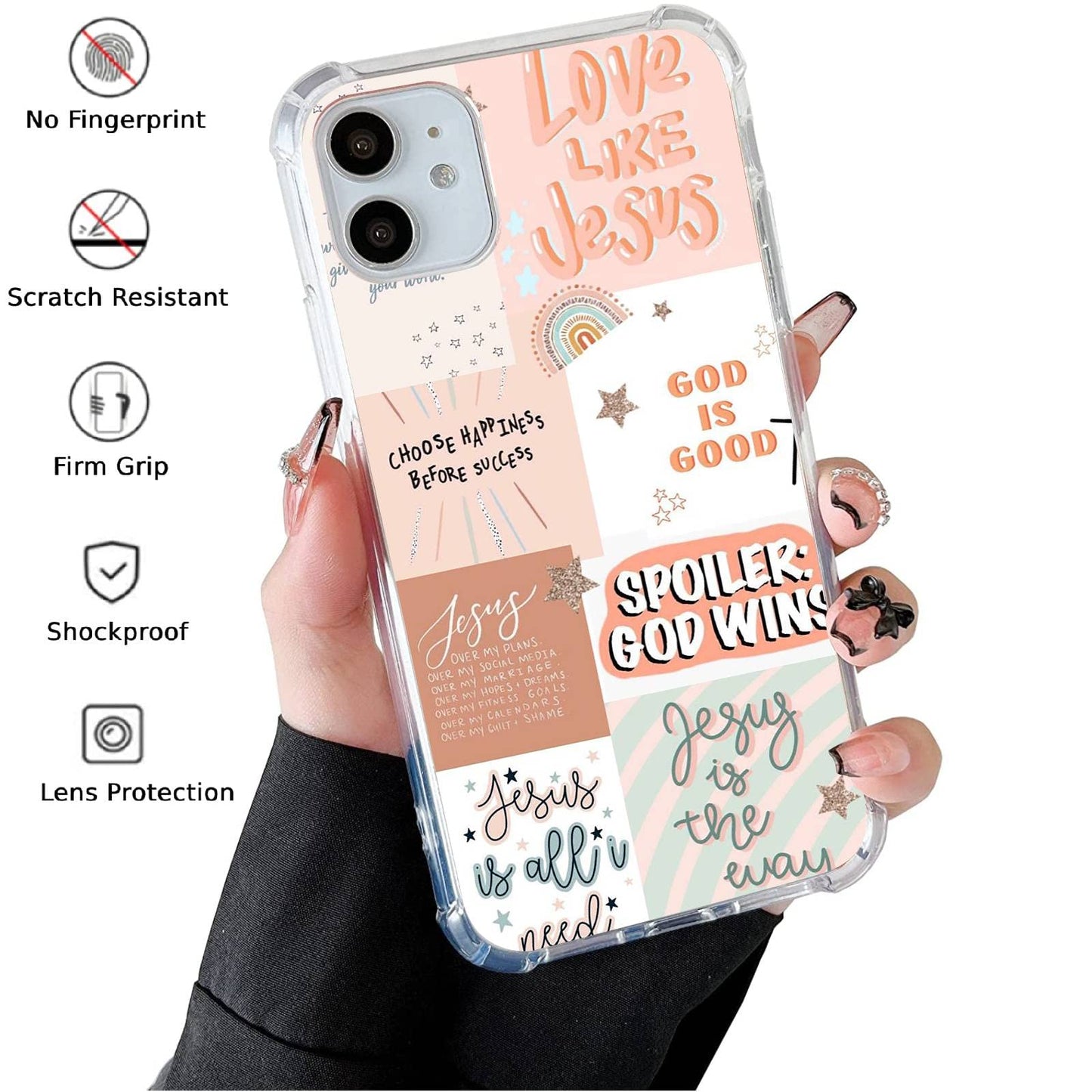 Boho Jesus Collage Phone Case Compatible with iPhone 11, Christian Quote Collage Case for Girl Women Men, Unique Soft TPU Bumper Cover Case for iPhone 11