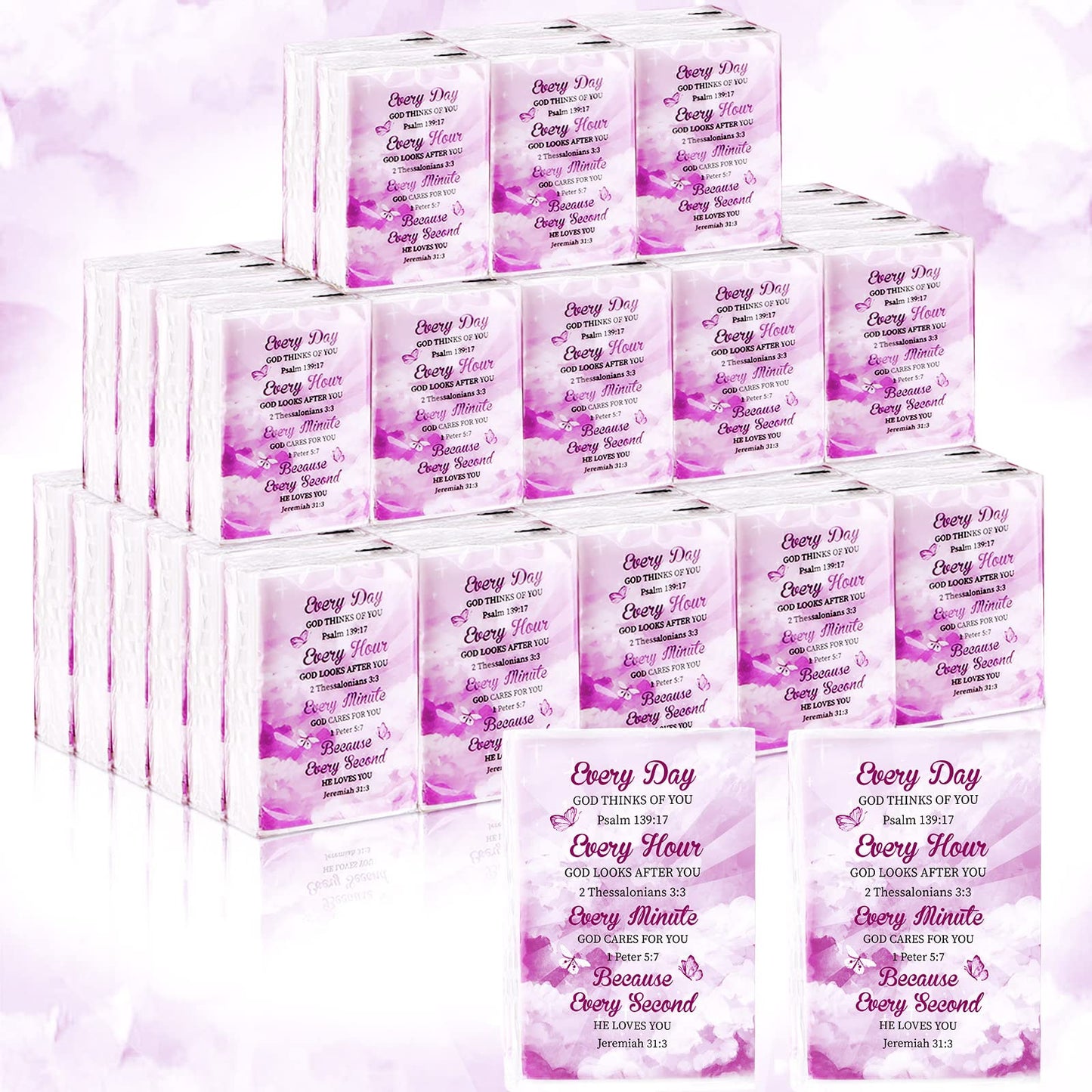 60 Pack Christian Facial Tissues Pocket Size Facial Tissues with Bible Verse Wallet Tissues Travel Tissues Pocket Tissues Travel Size 3 ply Individual Tissue Packs for Wedding Graduation Ceremony