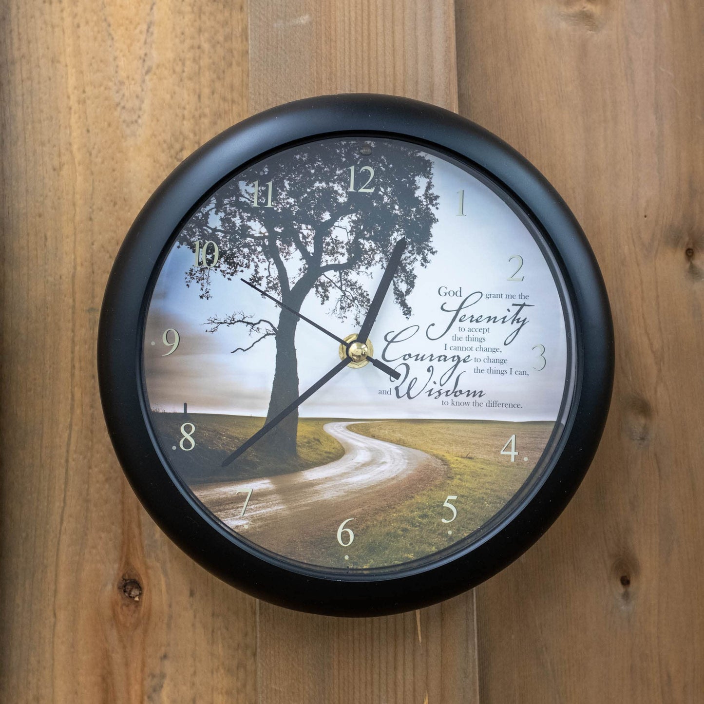 Mark Feldstein & Associates Serenity Prayer Inspirational Sleek Black 8 inch Three Hymn Sound Clock