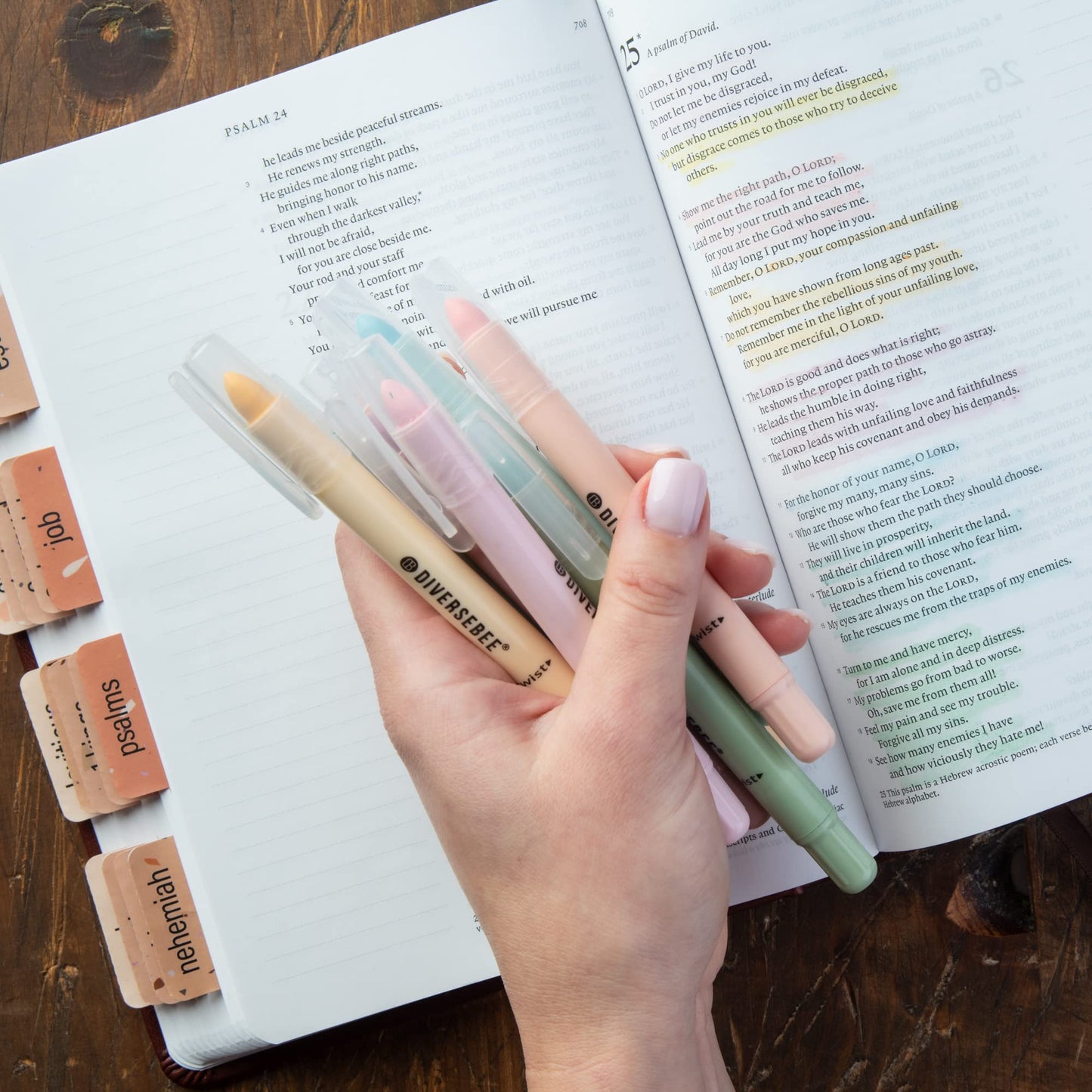 DIVERSEBEE Bible Highlighters and Pens No Bleed, 8 Pack Assorted Colors Gel Highlighters Set, Cute Bible Markers Study Journaling School Supplies & Accessories (Pastel)