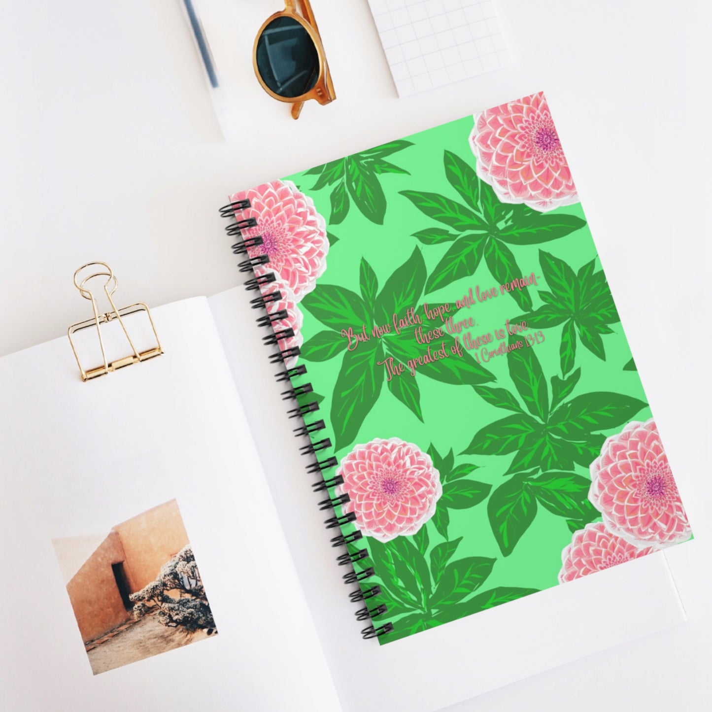Dahlia 1 Corinthians 13:13, CTracyLouie Spiral Notebook