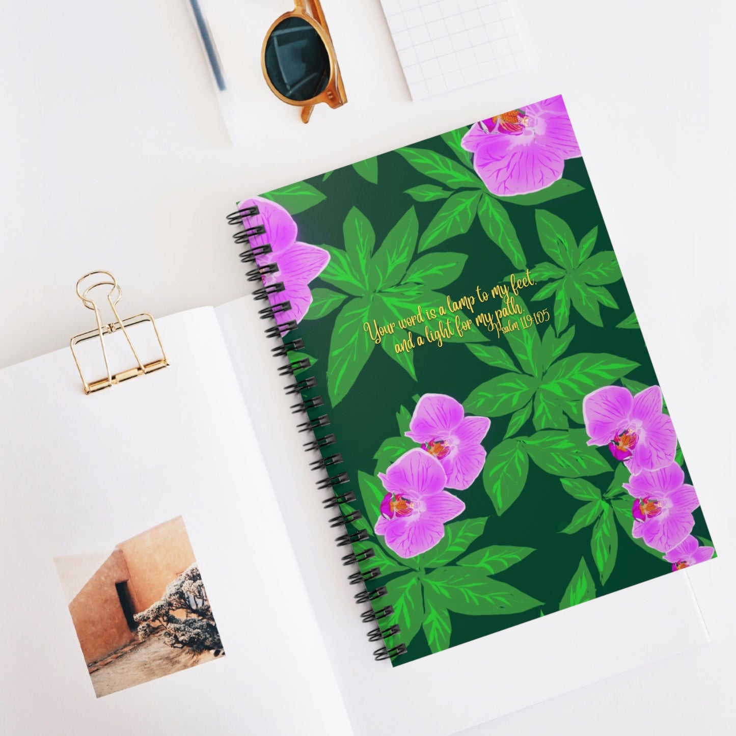 Orchid Psalm 119:105, CTracyLouie Spiral Notebook