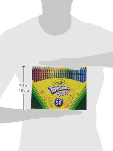 Crayola Twistables Colored Pencil Set (50ct), No Sharpen Colored Pencils For Kids, Coloring Book Pencils, Stocking Stuffers for Kids, Holiday Gift, 4+