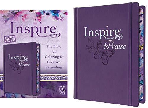 Tyndale NLT Inspire PRAISE Bible (Hardcover LeatherLike, Purple): Inspire Coloring Bible–Over 500 Illustrations to Color, Creative Journaling Bible Space-Religious Gifts to Inspire Connection with God