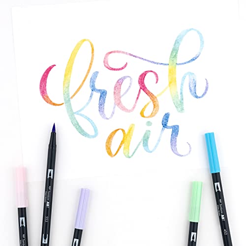 Tombow 56187 Dual Brush Pen Art Markers, Pastel, 10-Pack. Blendable, Brush and Fine Tip Markers