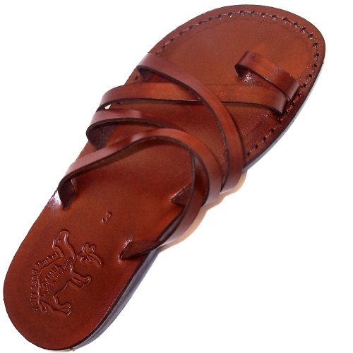 Holy Land Market Men/Women Biblical Jesus Leather Sandals/Slides From Jerusalem(Bethlehem Style I)