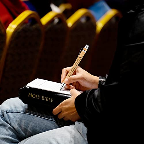 10 Pcs Bible Verse Pens Bamboo Christian Pen Wooden Retractable Bible Pen 1 mm Inspirational Quotes Ballpoint Pen Motivational Pen Bulk for Women Men Office School Supplies Christmas Writing Gifts