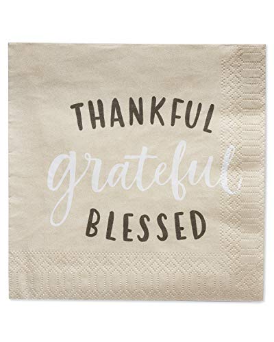 American Greetings 50-Count 6.5 in. x 6.5 in. Lunch Napkins, Grateful Thanksgiving Party Supplies