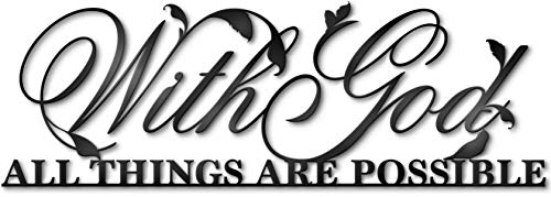 Vivegate With God All Things Are Possible Sign Metal Wall Decor, 18"X12" Inch Religious Scripture Black Christian Bible Verses Everthing Is Possible with God Bibical Wall Hanging Decoration
