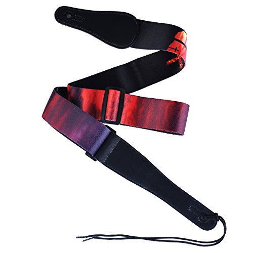 Guitar Strap for Acoustic - Vintage Strap for Classical and Electric Guitars Adjustable Soft Polyester Cotton Strap with Free Guitar Picks (Sunset)