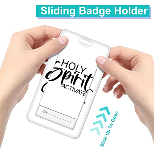 Plifal ID Badge Holder with Lanyard and Retractable Badge Reel Belt Clip, Unique Christian Key Keychain Lanyards Clip On Badge Extender Vertical ID Sleeve for Women Men
