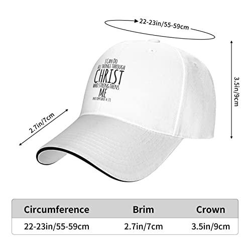 I Can Do All Things Through Christ, Christian God Baseball Caps Men Women Ball Hat Adjustable Trucker Hat White Cowboy Hat…