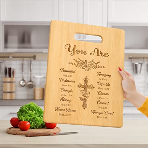 Pandasch Christian Gifts for Women, Unique Religious Gift for Women, Best Birthday Gift for Women Sister, Christian Christmas Gifts - Unique Engraved Bamboo Cutting Board with Inspirational Quotes
