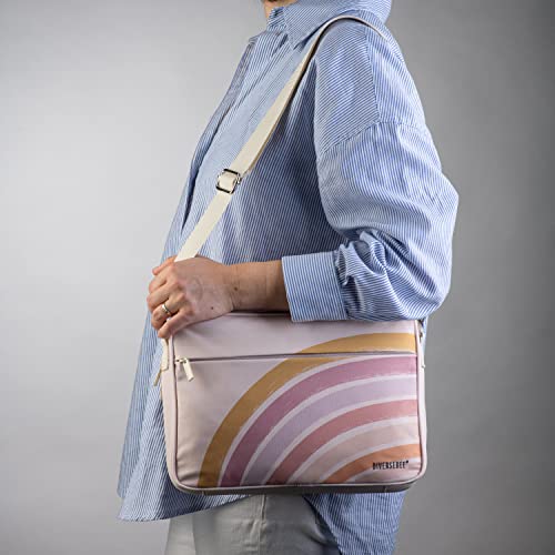 DIVERSEBEE Large Bible Cover with Handles and Shoulder Strap, Bible Carrying Case for Women, Bible Tote Bag, Church Bible Book Cover, Bible Accessories, Christian Gift (Rainbow)