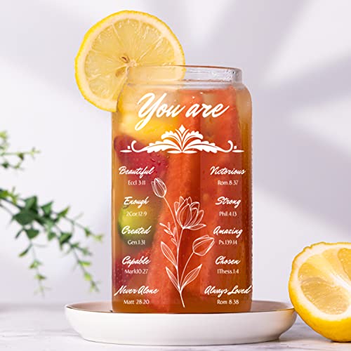 Christian Gifts for Women, Birthday Gifts for Christians, Religious Gifts for Women, Birthday Gifts for Women, Spiritual Gifts Catholic Gifts for Her, Mom, Friends Female Coworker - 16 Oz Can Glass