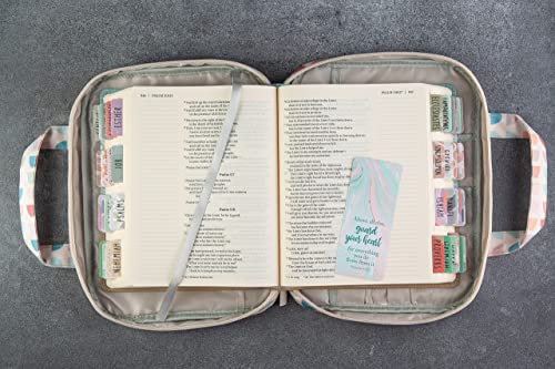 DIVERSEBEE Bible Cover with Handles, Zippered Bible Carrying Case for Women and Girls, Bible Tote Bag for Kids, Bible Book Cover, Bible Accessories, Christian Gifts 7.5 x 10 x 2.5in (Blossom)